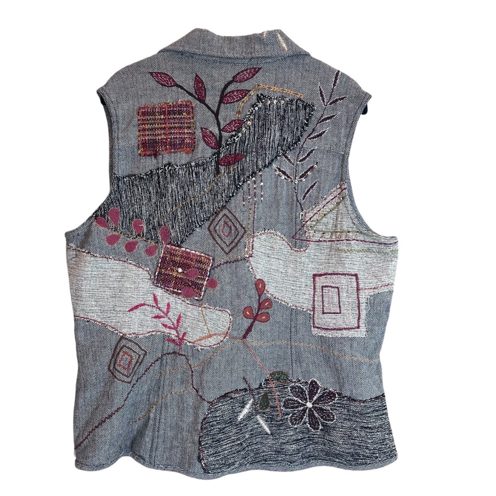 Chicos Design Mixed Media Patchwork Embroidered S… - image 1